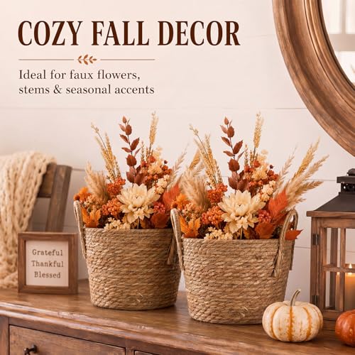 Novabright 2 Pcs Fall Woven Basket Planter, Wicker Planter, 12'', Natural - size: 12''