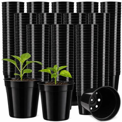240 Pack 2 Inch Nursery Pots, Mini Plastic Plant Pots for Seedlings(Black) - color: Black