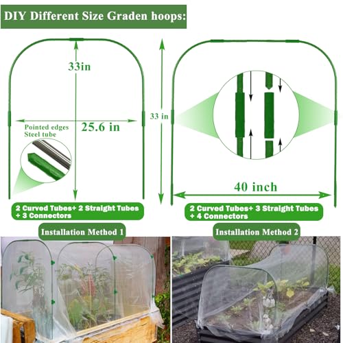 Garden Mesh Netting Kit, 10 * 30FT Ultra Fine Netting Plant Covers with 6 Pcs Wide Garden Hoops & 18 Clip, Garden Netting Kit for Raised Beds Plants Greenhouse Row Cover Barrier Protection Net - size: 10x30FT+ Wide Hoops