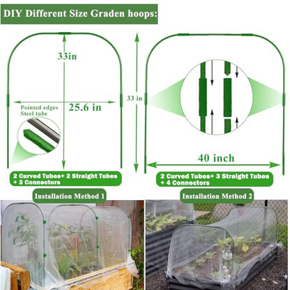 Garden Mesh Netting Kit, 10 * 30FT Ultra Fine Netting Plant Covers with 6 Pcs Wide Garden Hoops & 18 Clip, Garden Netting Kit for Raised Beds Plants Greenhouse Row Cover Barrier Protection Net - size: 10x30FT+ Wide Hoops