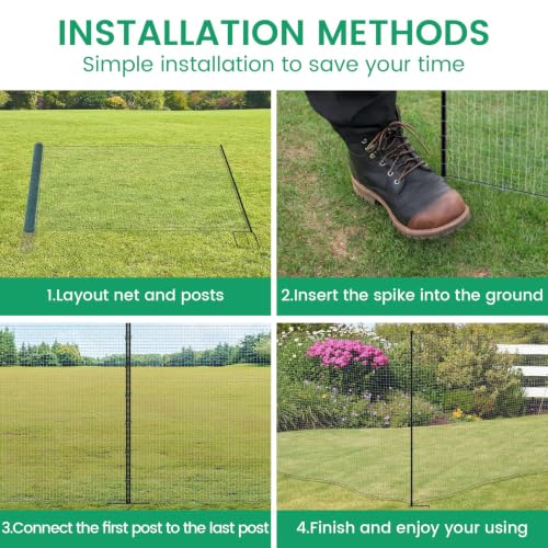 Non Electric Fence Netting 40" x100' Poultry Fence with Double Spiked Post - size: 40in x 100ft