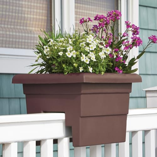 Root & Vessel Countryside Railing Planter Box, 16 Inch, Brown - color: Brown, size: 16 Inch