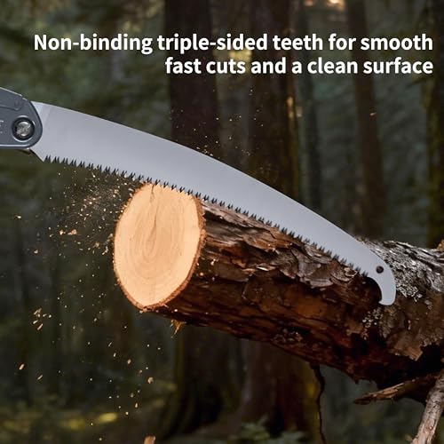 Folding Saw,Using SK85 material with three-sided serrations,tree saw for camping, Pruning branches and Bushcraft, Pouch Included(Aluminum alloy handle, 116 cm long) - color: 46in