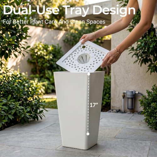KOL Planters for Outdoor Plants, 20 Inch Tall White Plant Pots, 2 Pack - color: White, size: 20 Inch Tall