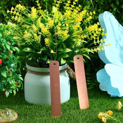 BESTonZON 30 Hanging Metal Garden Labels with 30 Copper Wires, 12 × 2 cm Markers for Pots, Trees and Nursery Plants