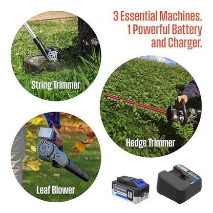 Westinghouse 20V Cordless Leaf Blower, 350 CFM, 110 MPH + 22" Cordless Hedge Trimmer, Dual-Action Steel Blades + 2-in-1 Cordless String Trimmer & Edger, 12" Cutting Path with 4.0Ah Battery & Charger - style: Leaf Blower/Hedge Trimmer/String Trimmer Kit