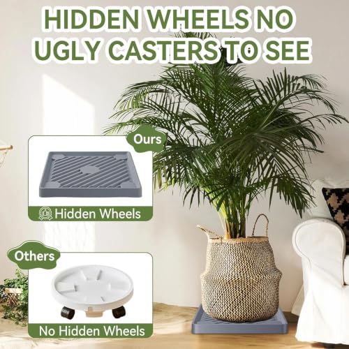14.5" SquarePlant Caddy Beige with Hidden Wheels & Garden Tools Set - size: 14.56 Inch - Grey (1 Pcs)