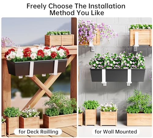 Y&M 4 Pack Window Box Brackets, Adjustable Railing Planter Box Brackets - size: 4p White