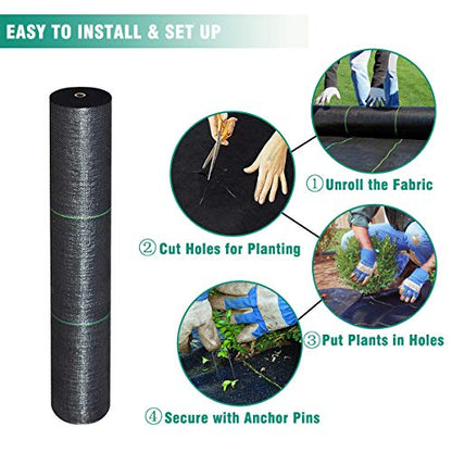 6FTx250FT Weed Barrier Landscape Fabric Heavy Duty 5oz Pro Ground Cover Mat - size: 5oz-6ftx250ft