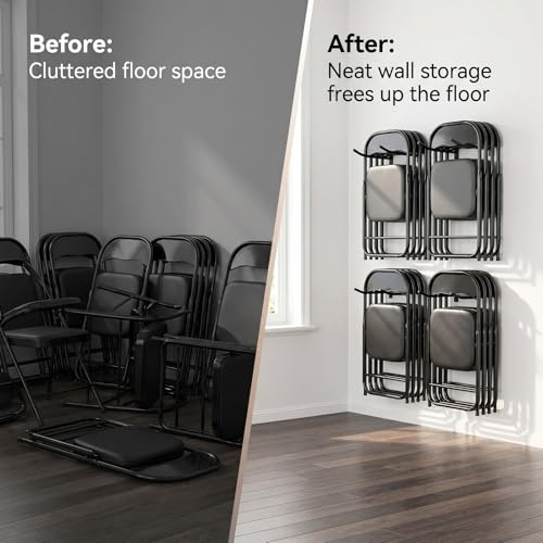 Garage Storage Mechanism Wall Mounted, Folding chair storage rack,Garden Tool Rack Manager Heavy-Duty Folding Chair, Suitablefor Car Tires, Ladders, Chairs, Strollers (Black (2-pack)) - color: Black (2-pack)