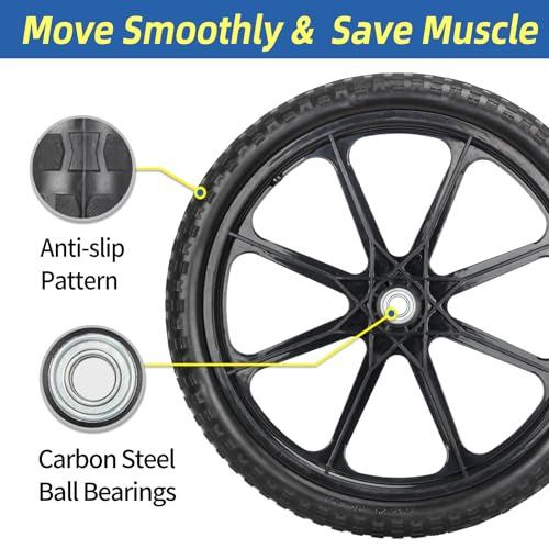 GICOOL 20'' Flat Free Wheels, Compatible with Rubbermaid Wheelbarrow Tire - size: 20'' Flat Free(Deep Tread)