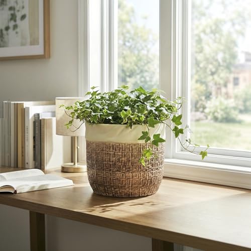 Ceramic Pots for Plants, 8 Inch Plant Pot, Round Planters, Brown - color: Brown, size: 8 Inch