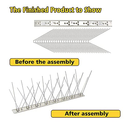 KKY 12 Pack Bird Spikes-13 inch Anti-Bird Nails Repellent Metal for Pigeon and Other Small Birds(12.9 Feet) - size: 12.9 Feet