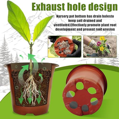 100 Packs 3.5" Plant Nursery Pots Plastic Seedling Starter pot Flower Planter Container Seed Grow Pot with Drainage Hole for Indoor Outdoor Garden Suitable for Succulent Seedling Cutting Transplanting - size: 3.5 Inch