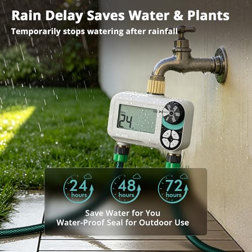 QUOBAS Zero Pressure Water Timer, Brass Sprinkler Timer for Garden Hose