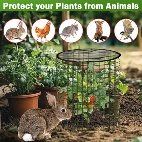 Plant Protector from Animals, 4 Pack 16”x 16" Wire Cage Cloches