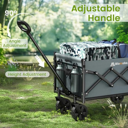Blomoba Folding Wagon Cart with Wheels, 220lbs Utility Wagon Cart, Grey - color: Gray, size: Medium Without Tailgate
