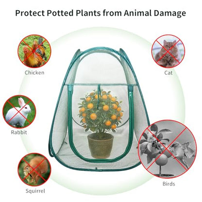2PCS Large Netting Tent for Garden Protection Mesh Plant Cover from Animals - color: Green 2pcs