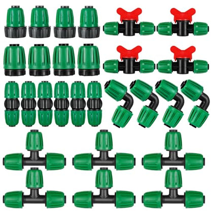 28 Pcs 1/2 Inch Drip Irrigation Fittings Kits,Drip Hose Connector - size: 28 PCS 1/2 Fitting