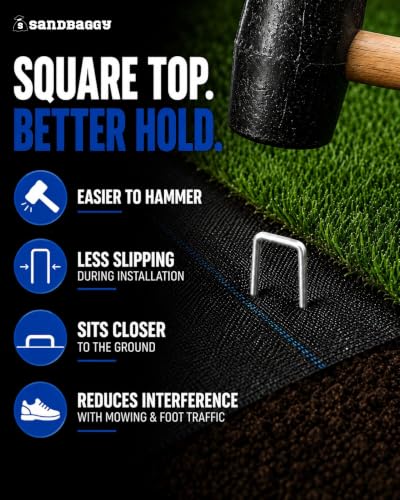 Sandbaggy 6 Inch Galvanized Landscape Staples, 1,000 Pack 11 Gauge Heavy Duty Steel Garden Staples, Square Top U Pins for Weed Barrier Fabric, Sod, Turf, Netting and Drip Irrigation Tubing