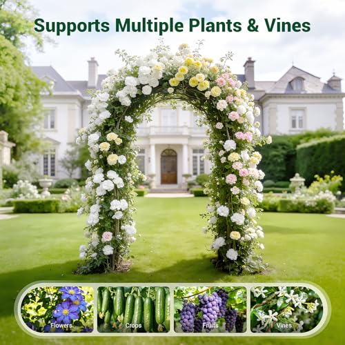 Miory Garden Arch Trellis for Climbing Plants, 1.3x7.9ft Steel with UV-Resistant PE Coating Arbor Outdoor, Vertical Support for Vines Flowers Vegetable, Wedding Archway (Black) - size: 1.3x7.9 ft