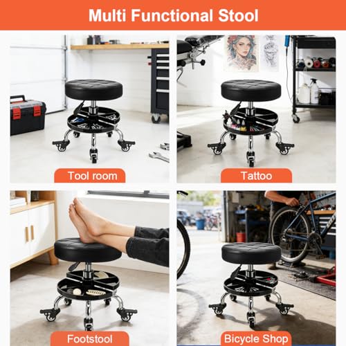FLOLXNB Garage Mechanic Stool with Storage Tray,Low Height Rolling Shop Stools, Rolling Mechanics Seat Chair Height Adjustable, Rolling Shop Chair, Work Stool Creeper Seat (Style 2) - style: Style 2