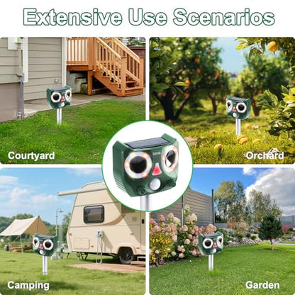 2026 Upgraded Solar Ultrasonic Animal Repeller Indoor & Outdoor