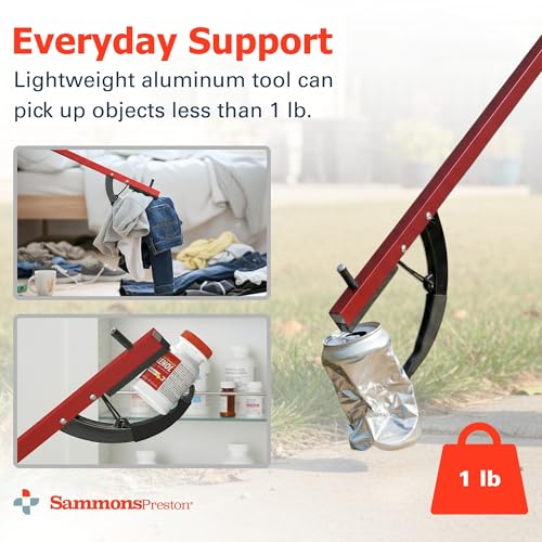Sammons Preston Reacher, Red, 26 Inch, Grabber Reacher Tool, Lightweight Trash Picker Grabber & Garden Nabber, Handy Aluminum Picker Up Tool & Reaching Claw, Portable Reaching Assist & Dressing Tool - color: 26" Standard, Red, size: Single