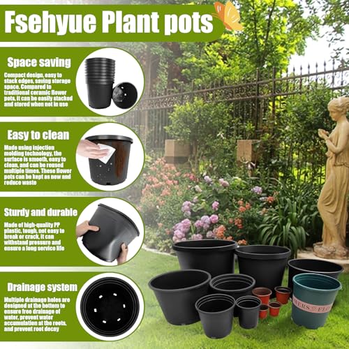 20 Gallon Nursery Pots Plastic Container Injection Molded Pot for Plants Flexible with Drainage Holes Suitable for Plants Soil Growers or Hydroponics Black 5 Pcs - size: 20 Gallon