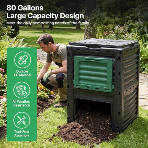 Athena Collection 80 Gallon Compost Bin, Green
