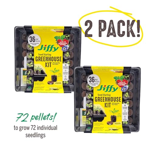 Jiffy Seed Starting Tray Kit - 36 Cell Germination Tray, Portable - 2 Pack, 72 Pellet - style: 2 Greenhouse Kit