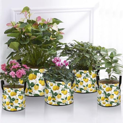 7 Gallon Grow Bags 1 Pack Plant Fabric Pots Flower Nursery Garden Vegetable Small Plant Pot 14.2 x 9.8 in Large Indoor Planter with Handles Lemon Branch Flower - color: Lemon Branch Flower, size: L14.2x9.8in