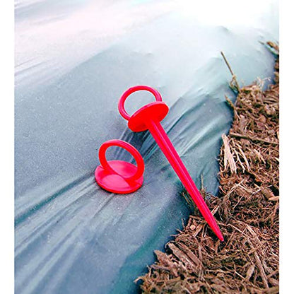 Dewitt 300-Pack Red Re-Pins Gardening Anchors – Reusable Plastic Garden Stakes for Securing Frost Cover, Plant Protector, Seed Blanket, and Lightweight Landscape Fabric