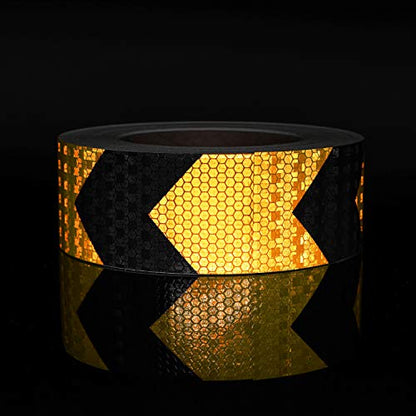 SEVEN SPARTA Arrow Reflective Tape for Trailers, Black/Yellow, 2in x 100ft - color: Black and Yellow