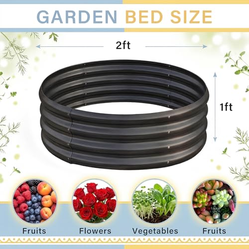 Land Guard Galvanized Raised Garden Bed 2Pcs, Planter Raised Garden Beds Outdoor, Round Clearance Raised Garden Beds for Gardening Vegetables (Gray) - color: 2-grey, size: 2×2×1ft（2-Pack）