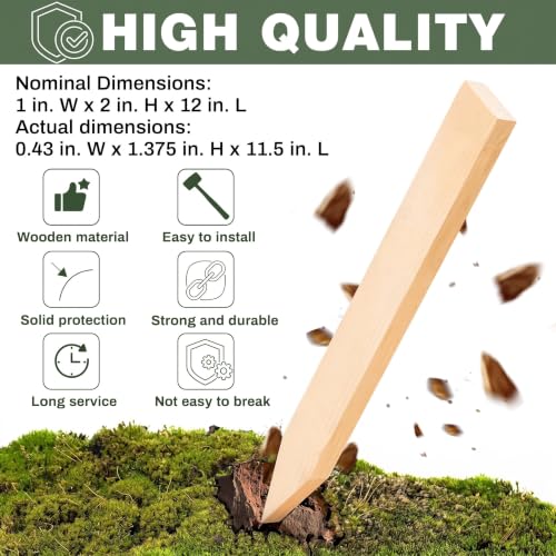 Colingmill 20 Pieces Wooden Garden Stakes 12 Inch Grade and Survey Stakes Wooden Garden and Sign Posts for Plant Support Silt Fence Yard Farm Survey Boundaries Baselines - size: 12 Inch