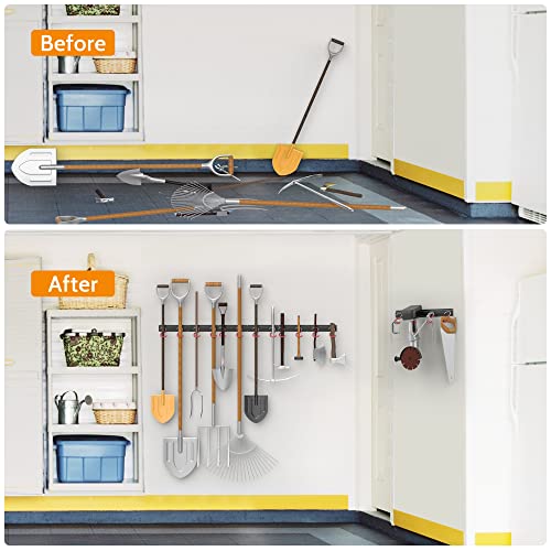 WALMANN All Metal 64 inch Wall Mount Garden Tool Organizer for Garage