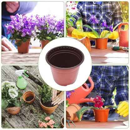 HOSTIC 8 Inch Nursery Pot Seedling Pot Plant Container Seed Starting Pots Multipurpose Plastic Pots 100 Packs - size: 8 Inch