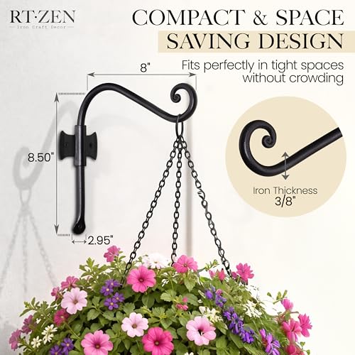 RTZEN Plant Hangers Outdoor or Indoor Heavy Duty Wall Bracket Hooks - size: 7.5 Inch, style: Axe Hooks