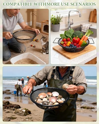 2PCS Soil Sifter for Gardening with Handle,1/4 & 1/8 Inch Mesh Soil Sifting Screen Sieve for 5-Gallon Bucket,Heavy Duty Garden Sieve for Gravel, Sawdust, Compost, Dirt, Sand, Rock