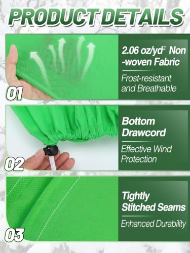 3Pcs 39.3x39.3" 70GSM Thick Plant Covers Freeze Protection for Winter Shrub - size: 39.3in x 39.3in