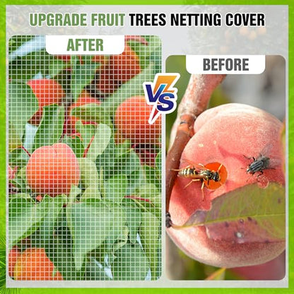 12.6 * 12FT Large Fruit Tree Netting, Tree Nets for Fruit Trees with Zipper and Drawstring, Insect Netting Barrier for Garden Blueberry Bushes Cherry Peach Apple Protection from Squirrels Birds Pests - size: 12.6FT x 12FT