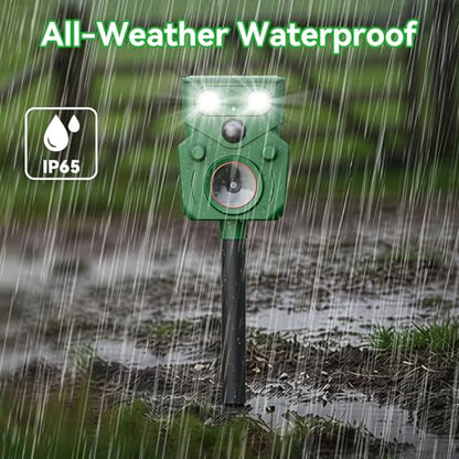 Solar Ultrasonic Animal Repellent Solar Cat Repeller Outdoor Motion Activated Deer Repellent Device 2 Packs Waterproof Humane Dog Fox Squirrel Deterrent for Garden Yard Farm