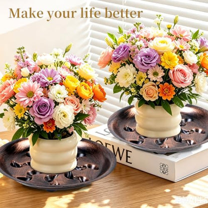 4 Pack 14 inch Metallic Bronze Plastic Plant Saucer - color: Bronze, size: 14 inch