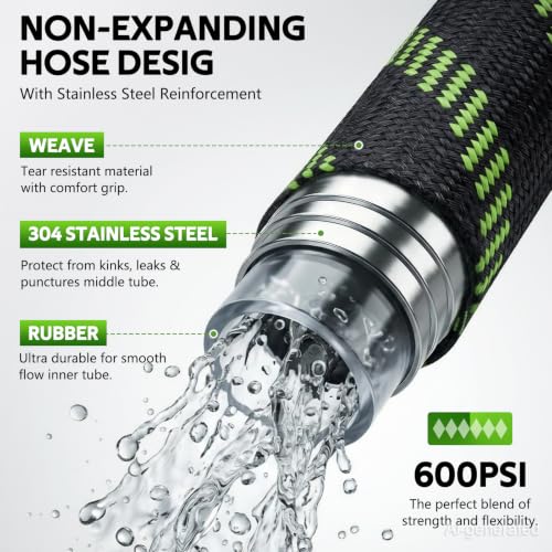NON-EXPANDABLE Garden Hose 35 FT Water Hose with 10-Function Spray Nozzle - size: 35ft