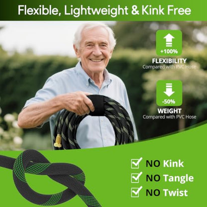 150 ft Garden Hose, 2026 New No Kink Flexible Water Hose 150ft, 10 Function Nozzle, Solid Metal Fittings, Enhanced Multi-layer Construction, Lightweight & Portable for Gardening, Cleaning, Car Washing