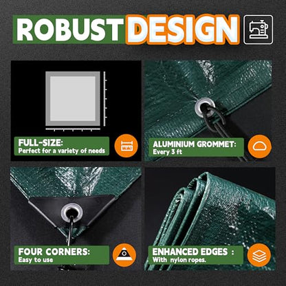 RAINDEWAY Green Tarp 6x8 Feet(10 Pack),5.5Mil Waterproof Poly Tarps Cover - color: Green, size: 6'×8'（10 Pcs）-Finished Size