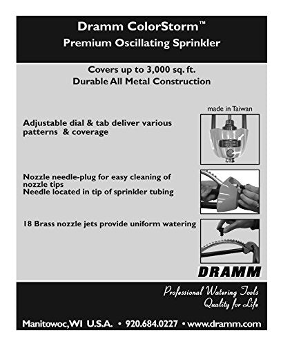 Dramm 10-15001 18" Red Premium Metal Oscillating Sprinkler With Brass Nozzle Jets