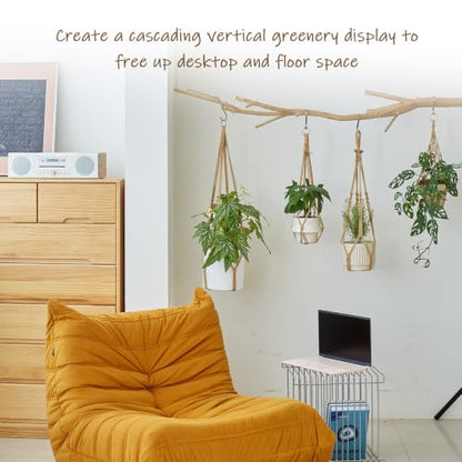 4Pack Jute Macrame Plant Hangers Boho Hanging Planter - color: Jute