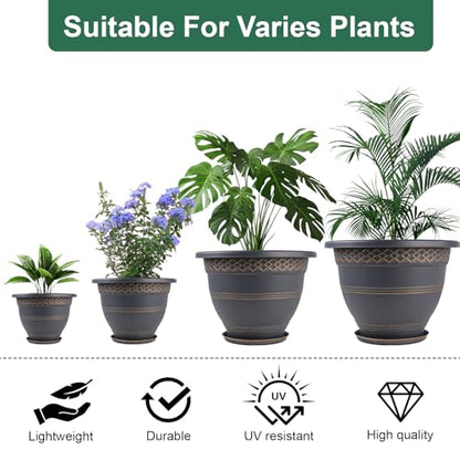 Usocik 12 Inch Pots for Plants, 4 Pack, Copper Plaid - color: Copper, size: 12 Inch - 4 Pack